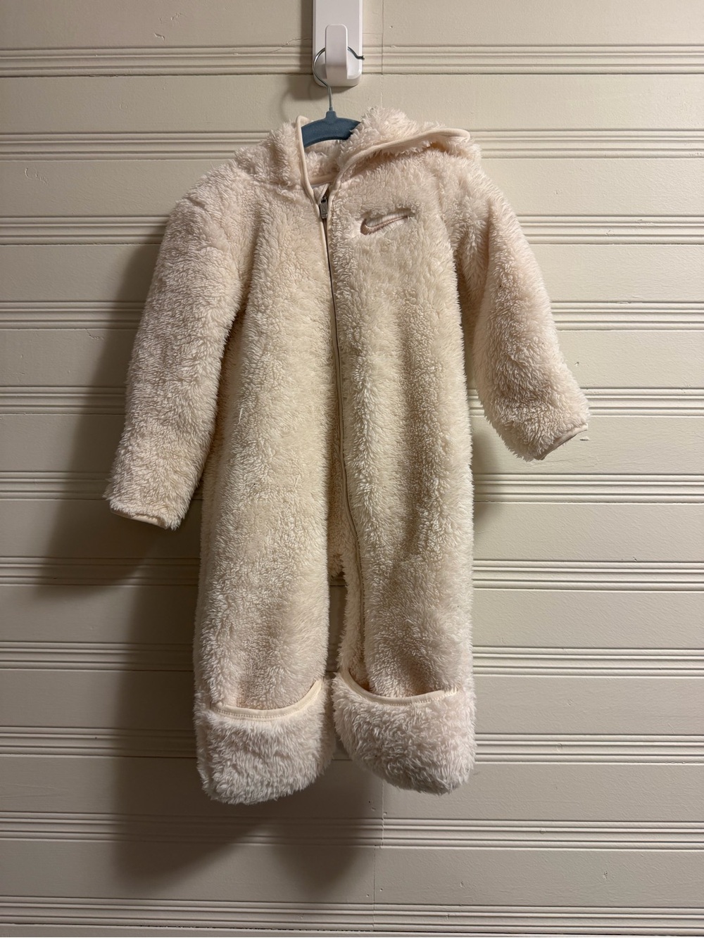 Nike Baby Sherpa Fleece Bunting Snowsuit Cream 9M Hooded